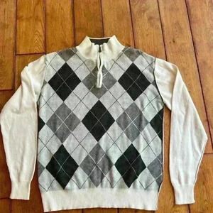 Men’s BKE slim fit 1/4 zip argyle sweater, size M fall style winter cozy
